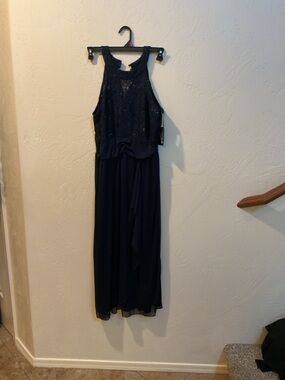 Navy Blue Lace Halter Maxi Dress by Alexa B Nites size 14W